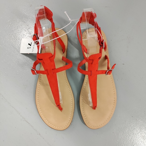 🆕Merona | Gladiator Flat Sandals in Red- Orange Women's Size 7.5 - Picture 9 of 10